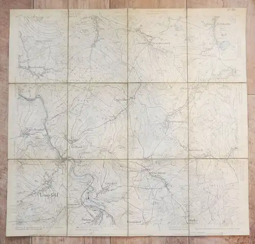 Alte Landkarte Langefeld 1910 Lithographie Leinen Landkarte