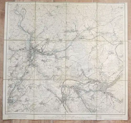 Landkarte Reichenbach Greiz 1910 alte Leinenkarte 1:25000
