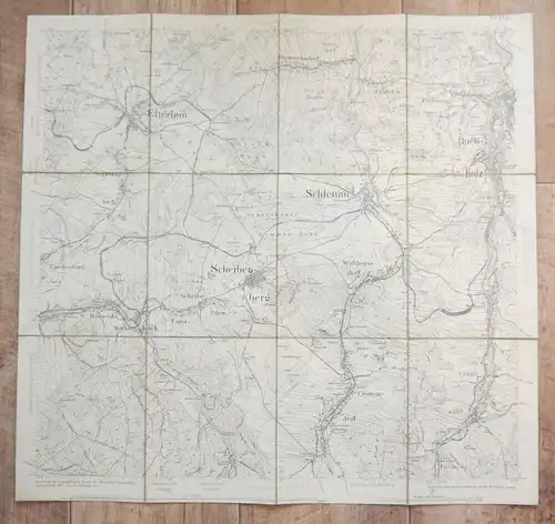 Alte Landkarte Section Elterlein 1906 Sachsen Leinen Karte