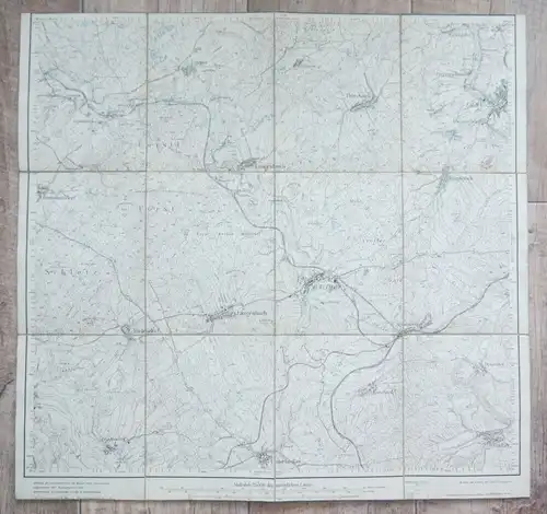 Alte Karte Pausa Lössau 1907 Lithographie Landkarte