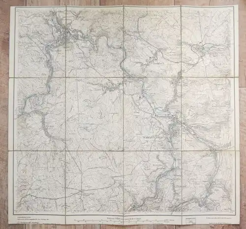 Alte Leinen Landkarte Schwarzenberg 1917 Maßstab 1 zu 25000 Karte Sachsen