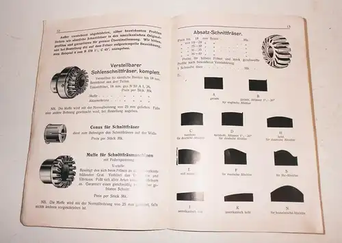 Profil Tabelle über Fräser und Poliereisen Leo Süssermann Prag um 1930 (H3