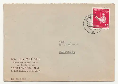 Werbe Brief 1956 Walter Meusel Brandschutz Senftenberg N.L. ! (B8