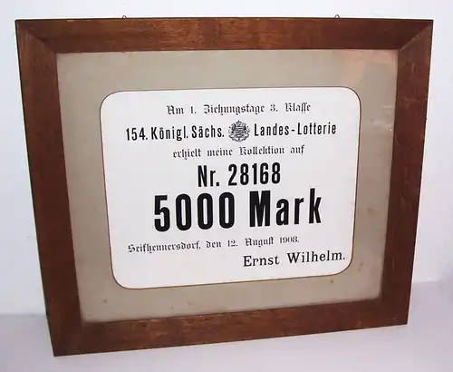 Alter Druck Seifhennersdorf Landeslotterie Seifhennersdorf 1908 Bilderrahmen