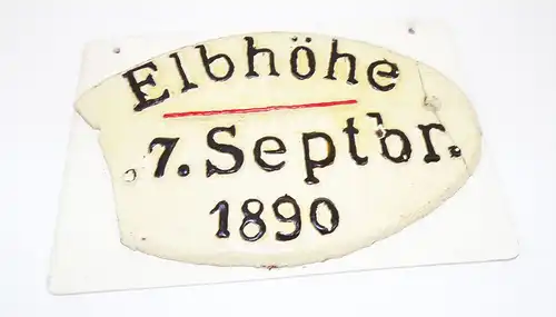 Schild 1890 Elbepegel Leipziger Straße Dresden Pieschen Gusseisen