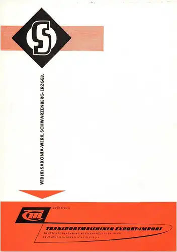 DDR Prospekt Fettpressen VEB Saxonia Werk Schwarzenberg 1962