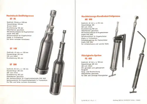 DDR Prospekt Fettpressen VEB Saxonia Werk Schwarzenberg 1962