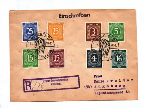 R Brief 1948 Export Leistungsschau München Einschreiben