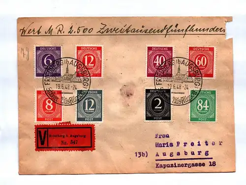 Brief Alliierte Besatzung 1948 Vignette Friedberg bei Augsburg
