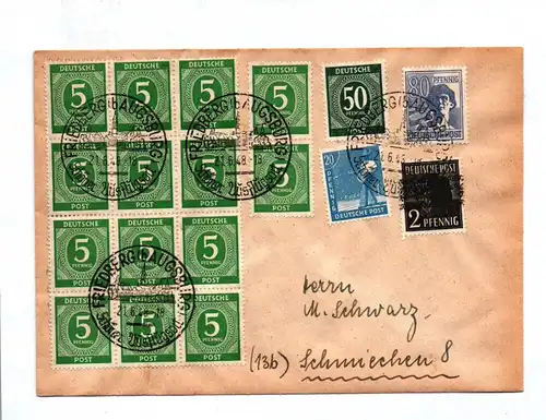 Brief 1948 Friedberg Augsburg Mischfrankatur