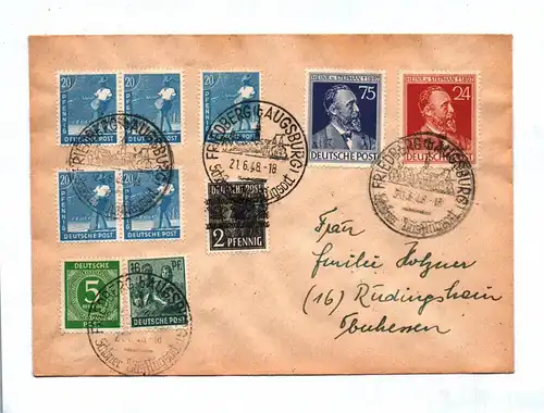 Brief 1948 Augsburg Bayern Mischfrankatur