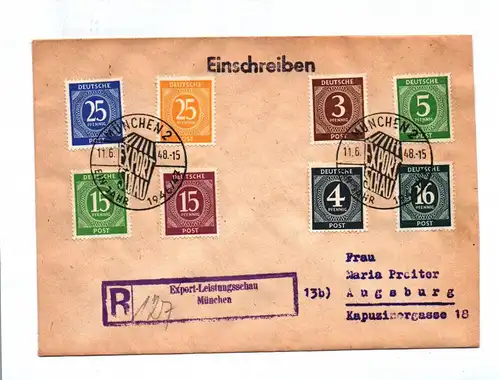 Einschreiben R Brief Export Leistungsschau München 1948 Bizone
