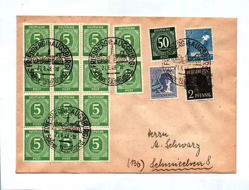 Briefkuvert 1948 Mischfrankatur Bayern Bizone Brief