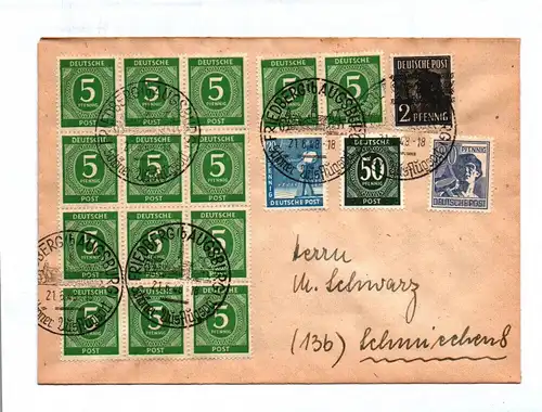 Friedberg Augsburg Brief 1948 Mischfrankatur Bizone