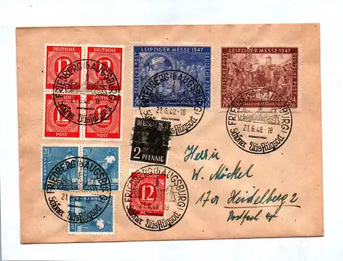 Leipziger Messe Briefkuvert Bizone 1948 Mischfrankatur