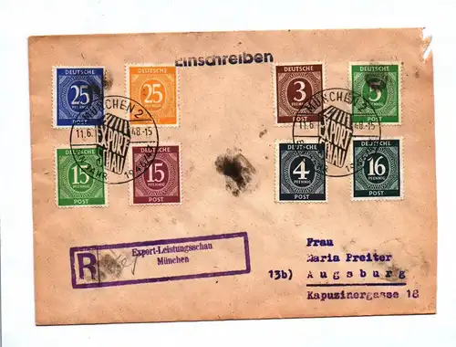 Einschreiben 1948 R Brief Export Leistungsschau München