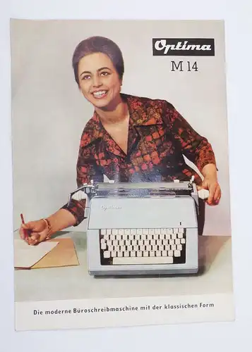 Prospekt Optima M14 Büro Schreibmaschine DDR 1962