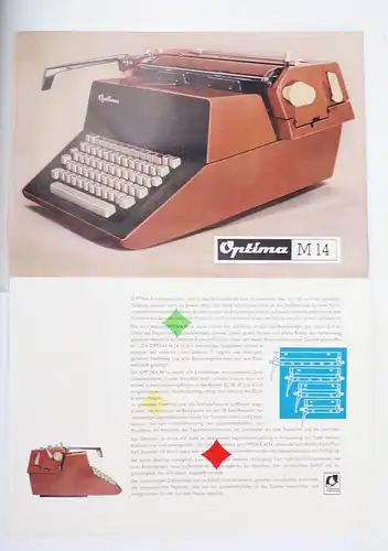 Prospekt Optima M14 Büro Schreibmaschine DDR 1962