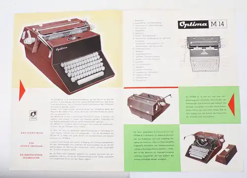 Optima M14 Schreibmaschine Werbung Prospekt 1961 DDR Reklame