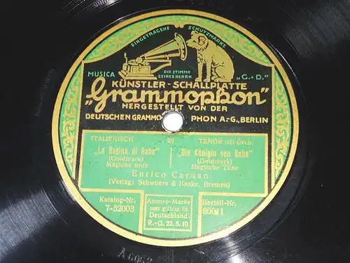 Schellack Enrico Caruso Cavalleria rusticana  Königin von Saba 