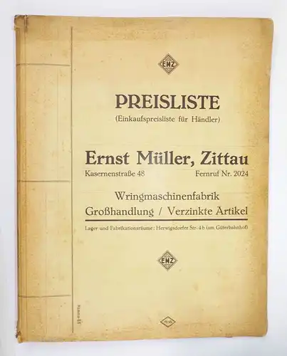 Mappe Reklame Ernst Müller Zittau Wringmaschinenfabrik Miele Prospekte