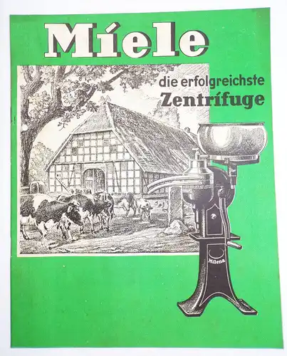 Miele Werbe Druck Zentrifuge Milch Landwirtschaft Prospekt 1935