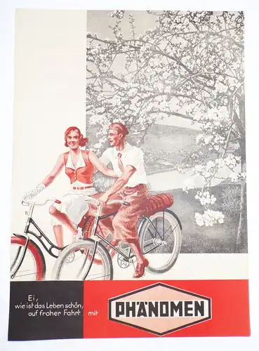Phänomen Fahrrad Reklame Blatt Druck 1949 bicycle Druck