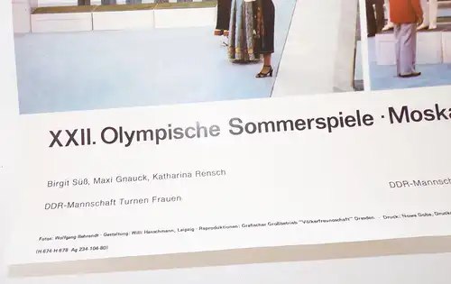 Plakat Olympia 1980 Moskau Sowjetunion XXII Olympische Sommerspiele 
