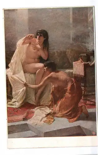 Künstler Ak Oskar Björk Susanne au bain Paul Heckscher 1920 nackte Frauen