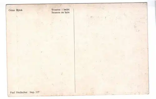 Künstler Ak Oskar Björk Susanne au bain Paul Heckscher 1920 nackte Frauen 