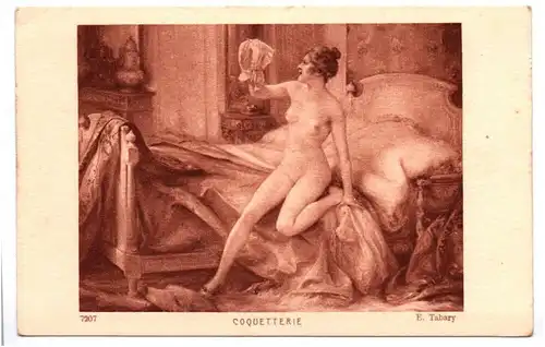 Künstler Ak nackte Dame full naked Art Coquetterie Tabary France
