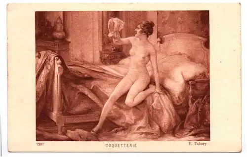 Künstler Ak nackte Dame full naked Art Coquetterie Tabary France 