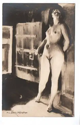 Künstler Ak Anders Zorn Pa Loftet P H 2475 nackte Frau Akt nude naked
