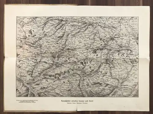 Stuttgarter Reliefkarten Kampfgebiet Somme und Ancre Nr 44 alte Landkarte