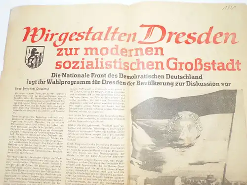 Aufbau Zeitung Dresden zur sozialistischen Großstadt 1961 Propaganda