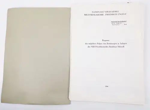 NVA Prognose Zerstörung VEB Petrolchemisches Kombinat Schwedt 1986 