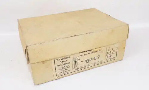 DDR Schuhkarton VEB Schuhfabrik Schwedt Werk Zehdenick Kleinstkinder Sandale