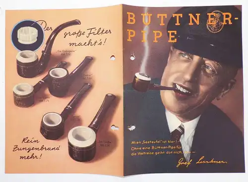 Prospekt Büttner Pipe Pfeife Raucher 1930er 
