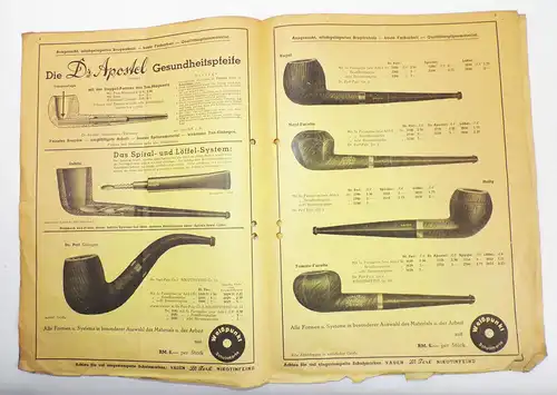 Reklame Prospekt Vauen Pfeife pipes Nürnberg Dr Perl 1930er