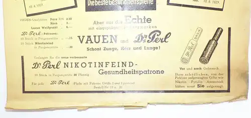 Reklame Prospekt Vauen Pfeife pipes Nürnberg Dr Perl 1930er