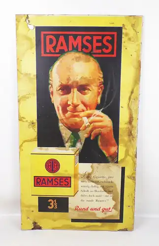 Altes Pappschild Ramses Zigaretten 1930er 