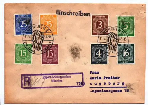 R Brief Export Leistungsschau Einschreiben München 1948