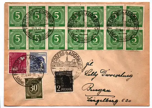 Brief 1948 Augsburg Mischfrankatur