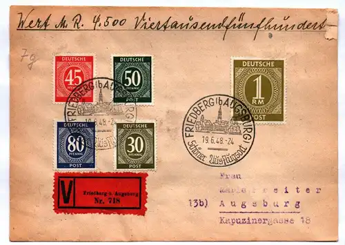 Briefkuvert Vignette Brief 1948 Augsburg Bayern Friedberg