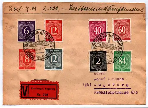 Vignette Friedberg Augsburg Bayern 1948 Brief