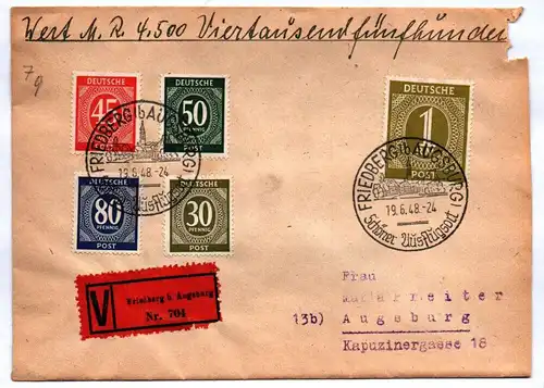 Brief Vignette 1948 Bayern Friedberg Augsburg