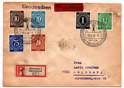 R Brief 1948 Durch Eilboten München Sonderpostamt