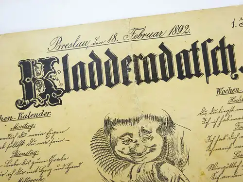 Hochzeits Zeitung Klasseradatsch Breslau Schlesien 1892