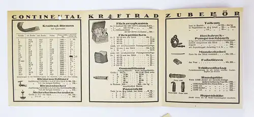 Continental Kraft Fahrrad Zubehör 1922 Preisliste Peters Union Fahrradreifen
