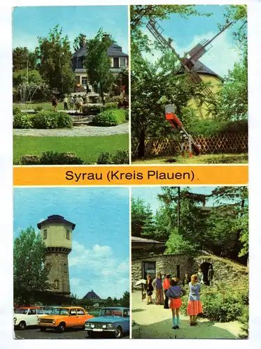 Ak Syrau Kreis Plauen DDR 1986 Eingang zur Drachenhöhle Windmühle Wasserturm